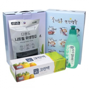 참그린곡물 주방세제 용기 300g+크린백 100매+니트릴 장갑 10매