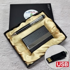 고급볼펜 USB메모리 4G + 명함지갑 선물세트