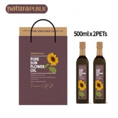 네츄라퍼블릭 퓨어 선플라워 해바라기씨유 선물세트 500ml x 2병 페트