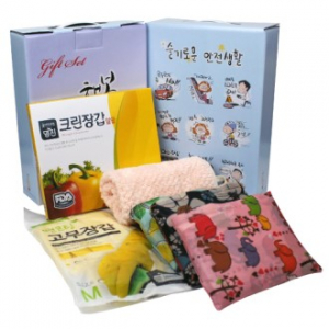 대용량 시장가방+주방고리 핸드타올+면코팅 고무장갑+위생장갑 50매 세트