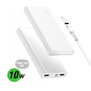 슬림 핏 10W 2대 동시충전 슬림피트 파워뱅크 10000mah 보조배터리 + 케이블, SPE-PA10CPQ