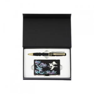 금장 워터펜 블랙 볼펜 송학 나전 명함케이스