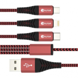 아남 3in1 동시충전 메탈 패브릭 고속 2m 케이블 AN-DC301