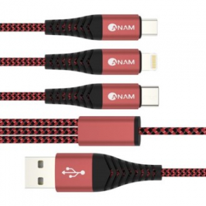 아남 3in1 동시충전 메탈 패브릭 고속 2m 케이블 AN-DC301