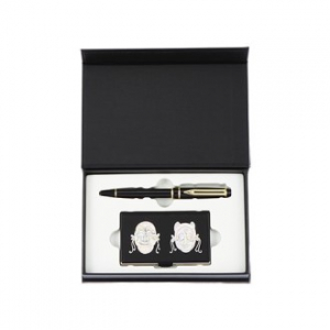 워터맨 블랙 수성 볼펜+하회탈 나전칠기 자개 명함케이스