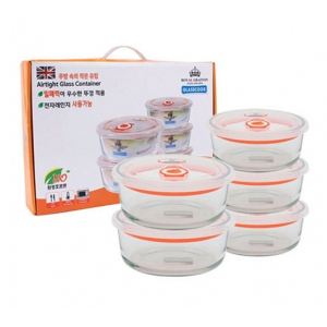 로얄 원형 유리 밀폐용기 500ml*2p, 전자렌지 사용 가능한 반찬통, 보험 행사 답례품 사은품 판촉물