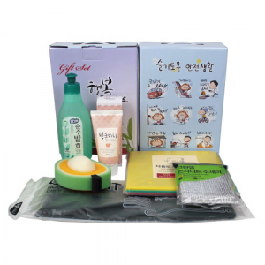 오버핏 고무장갑+참그린 주방세제+과일나라 핸드크림+부직포행주+과일수세미+은사니트수세미 5종세트