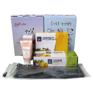 오버핏 고무장갑+크린백+크린장갑+과일나라 핸드에센스 4종세트