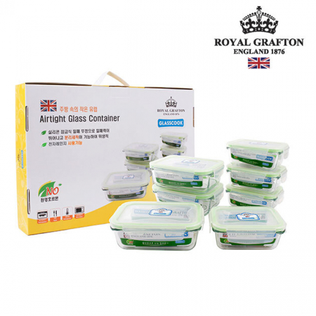 [로얄그래프톤] 글라스쿡 직사각 7조 밀폐용기