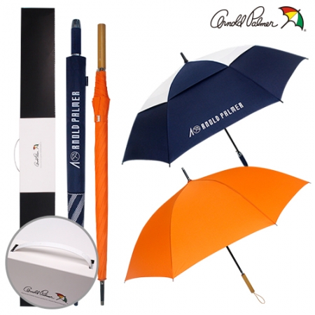 아놀드파마 75자동 이중 방풍 네이비 화이트 우산+70자동 솔리드 칼라 원목 손잡이 장우산세트 #2