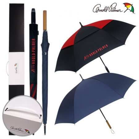 아놀드파마 75자동 이중 방풍 블랙 레드+70자동 솔리드 칼라 원목 손잡이 장우산세트 #2