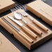 작은이미지: 스테인리스 나무 손잡이 식기세트, 수저 포크 젓가락 나이프 우드 세트 선물 심플 행사품 사은품 #2