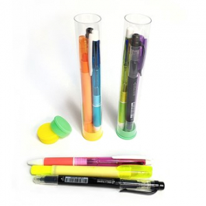 문구세트D형-6 (3색 볼펜+고체 형광펜+양면 컴퓨터용 싸인펜)