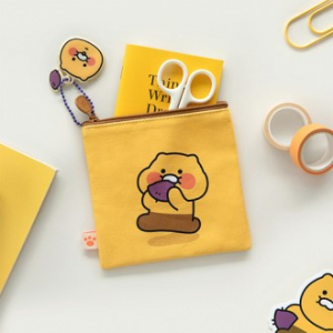 캐릭터 납작 사각 파우치 옐로우