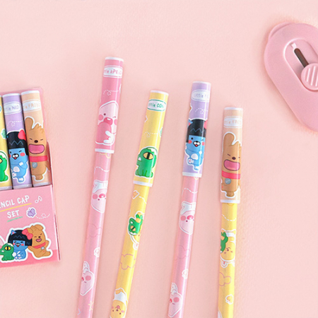 캐릭터 러블리 4본 안전 연필캡 세트 #4