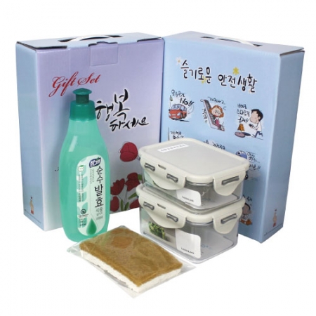 참그린 주방세제+코코넛 수세미+락앤락 밀폐용기 350ml+락앤락 밀폐용기 470ml 4종세트 #2