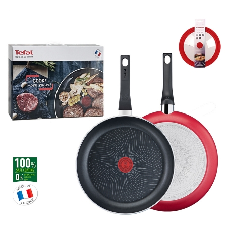 테팔 프리미엄 IH 스타트 앤 쿡 프라이팬 28cm+멀티뚜껑 (레드) #3