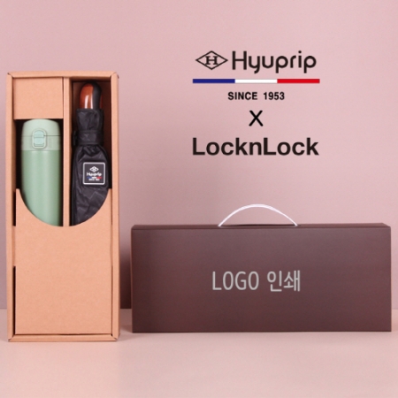 협립 암막 고밀도 커넥션 VIP 완전자동 3단 70  우산/양산+락앤락 슬림핏원터치 400ml 텀블러세트 #2