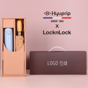 협립 3단60 슈퍼 엔티크브라운 초고밀도 완전자동 우산, 양산+락앤락 슬림핏 원터치 400ml 텀블러세트