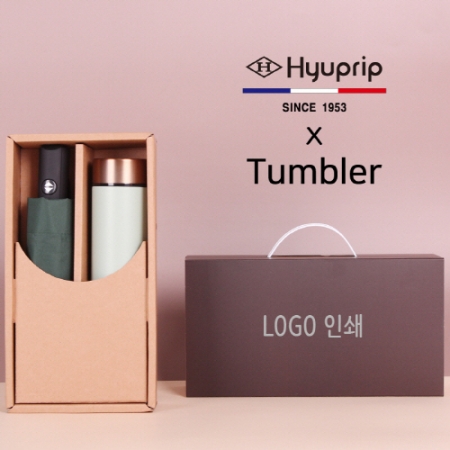 협립 3단 모던 컬러 완전 자동우산 + 로나 이중진공 500ml 텀블러세트 #2