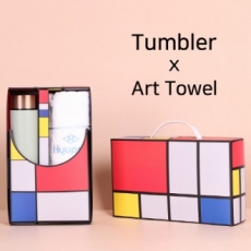 아트세트 로나 이중진공 500ml 텀블러 + 협립 눈꽃 폴딩 세면타올 세트