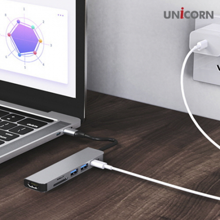유니콘 C타입 6in1 HDMI 미러링 멀티허브 PD100W 충전 TH-601C #4