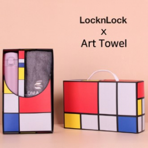 아트세트 락앤락 슬림핏 원터치 400ml 텀블러 + 코마클럽 코튼솔리드 세면타올 세트