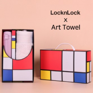 락앤락 슬림핏 원터치 아트세트 400ml 텀블러 + 뱀부 멜란지 세면타올 세트