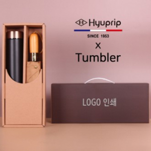 협립 3단 60 슈퍼 엔티크브라운 초고밀도 완전 자동우산, 양산+로나 이중진공 500ml 텀블러세트