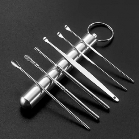 포터블 귀이개 6종세트, 귀지제거, 솔리드 휴대용 깔끔 키드 귀이개 세트 #2