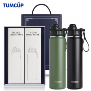 텀컵 에코 선물세트 TS-2300D, 원터치 오픈캡 스텐보틀 1+1 기프트세트(650ml)