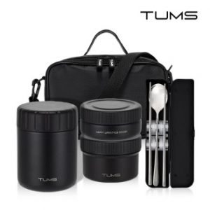 텀스 스텐+플라스틱 2in1 보온도시락 세트 5P (400+250+210ml+수저세트+가방)
