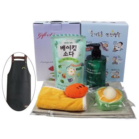 방수 앞치마+쿤달 주방세제+베이킹소다+과일 수세미+캐릭터 핸드타올 5종세트 #2