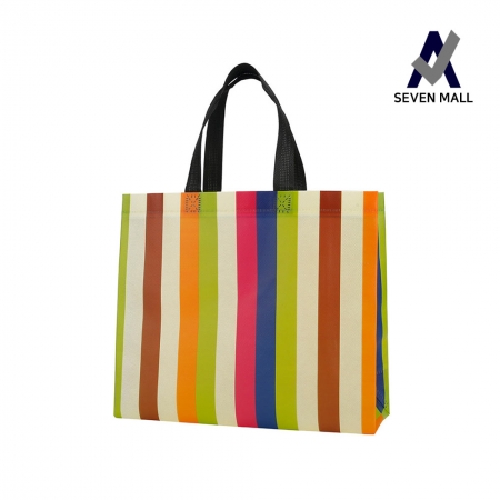 세븐몰 색동 코팅 부직포 가방 [소] 31x28x11cm #2