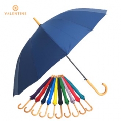 발렌타인 장55*14 자동 곡자 컬러 나무 손잡이 우산