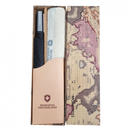 몽크로스 2단 솔리드 반자동 우산 + 몽크로스 바코드 타올 1P 세트 #2