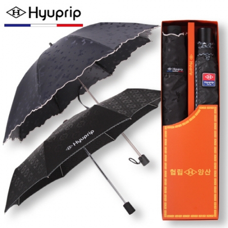협립 3단 엠보 바이어스 완전자동우산+블랙라벨 리본웨이브 양산 세트 #2