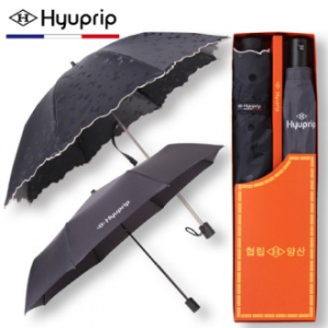 협립 3단 심플 수동우산+블랙라벨 리본웨이브 양산 세트