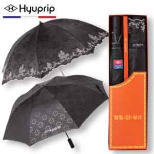협립 2단 엠보 바이어스 자동우산+블랙라벨 아우라 양산 세트