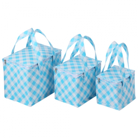 체크무늬 보냉가방(블루) #3