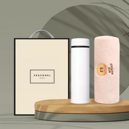 시즈넬 선물세트 카카오 코마사 40수 타올+M45 텀블러 450ml #2