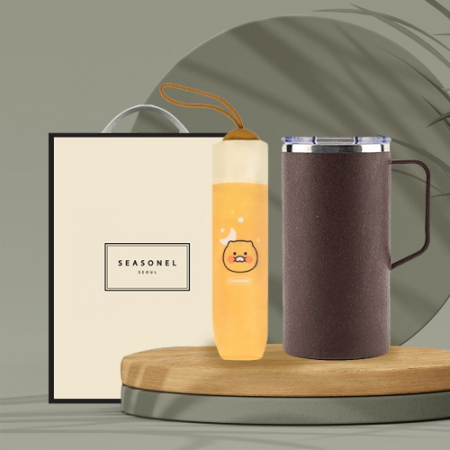시즈넬 카카오 수동우산+커피가루 머그600ml 선물세트 #2