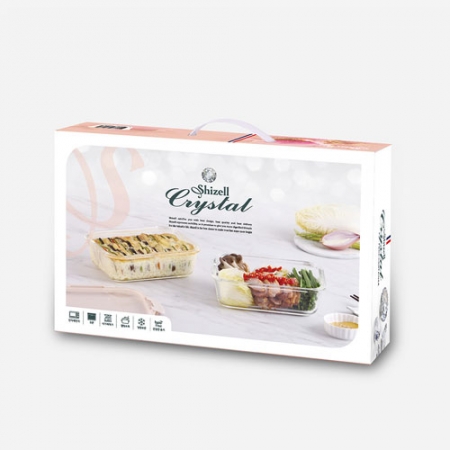쉬젤 크리스탈 내열 밀폐용기 직사각 2종세트 (직사각1050ml*2ea) #4