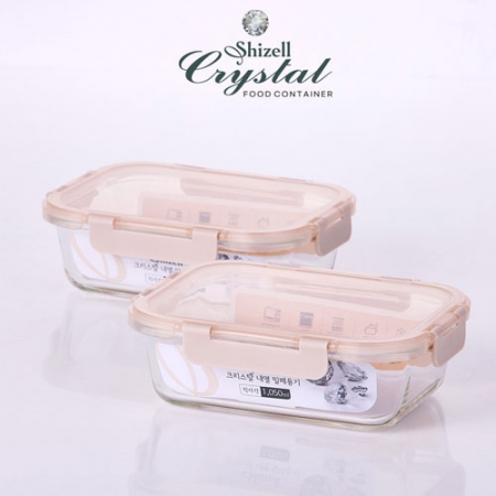 쉬젤 크리스탈 내열 밀폐용기 직사각 2종세트 (직사각1050ml*2ea) #3