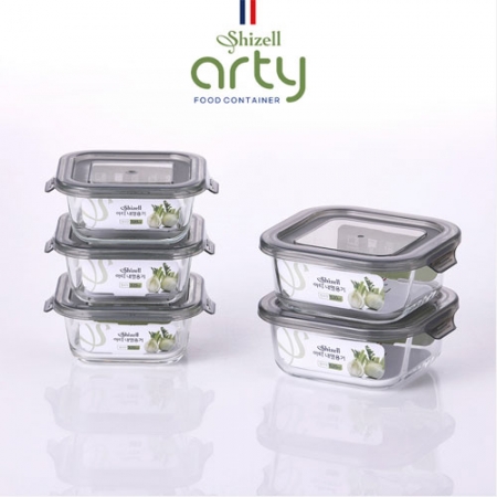 쉬젤 아티 내열용기 정사각 5종세트 (정사각320ml*3ea+520ml*2ea) #3