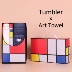 아트세트 모던 원터치 500ml 텀블러 + 에코홀리 스티치 세면타올 세트