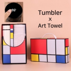 아트세트 스마트 온도계 500ml 텀블러 + 뱀부 멜란지 세면타올 세트