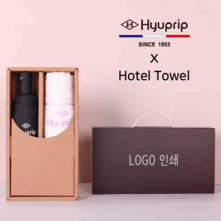 프리미엄 세트 협립 3단 심플 수동우산 + 협립 눈꽃 폴딩 세면타올 세트 #2