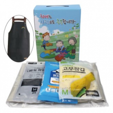 방수 앞치마+면코팅 고무장갑+니트릴 위생장갑+청소박사 4종세트 케이스 선택