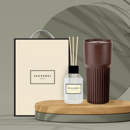 시즈넬 고급선물세트 디퓨저100ml(우드스틱)+커피가루 709텀블러 #2